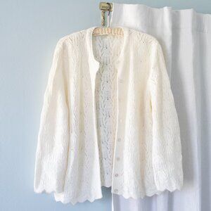 Vintage White Open Knit Cardigan